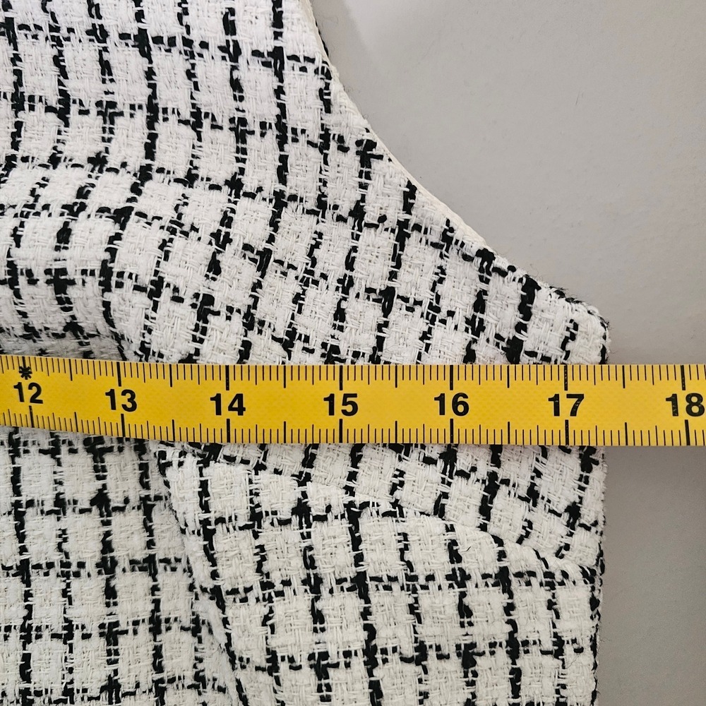 J.Crew Tweed Shift Dress 4 White Black Button Front Plaid Office Mod Preppy Twee - Picture 5 of 8